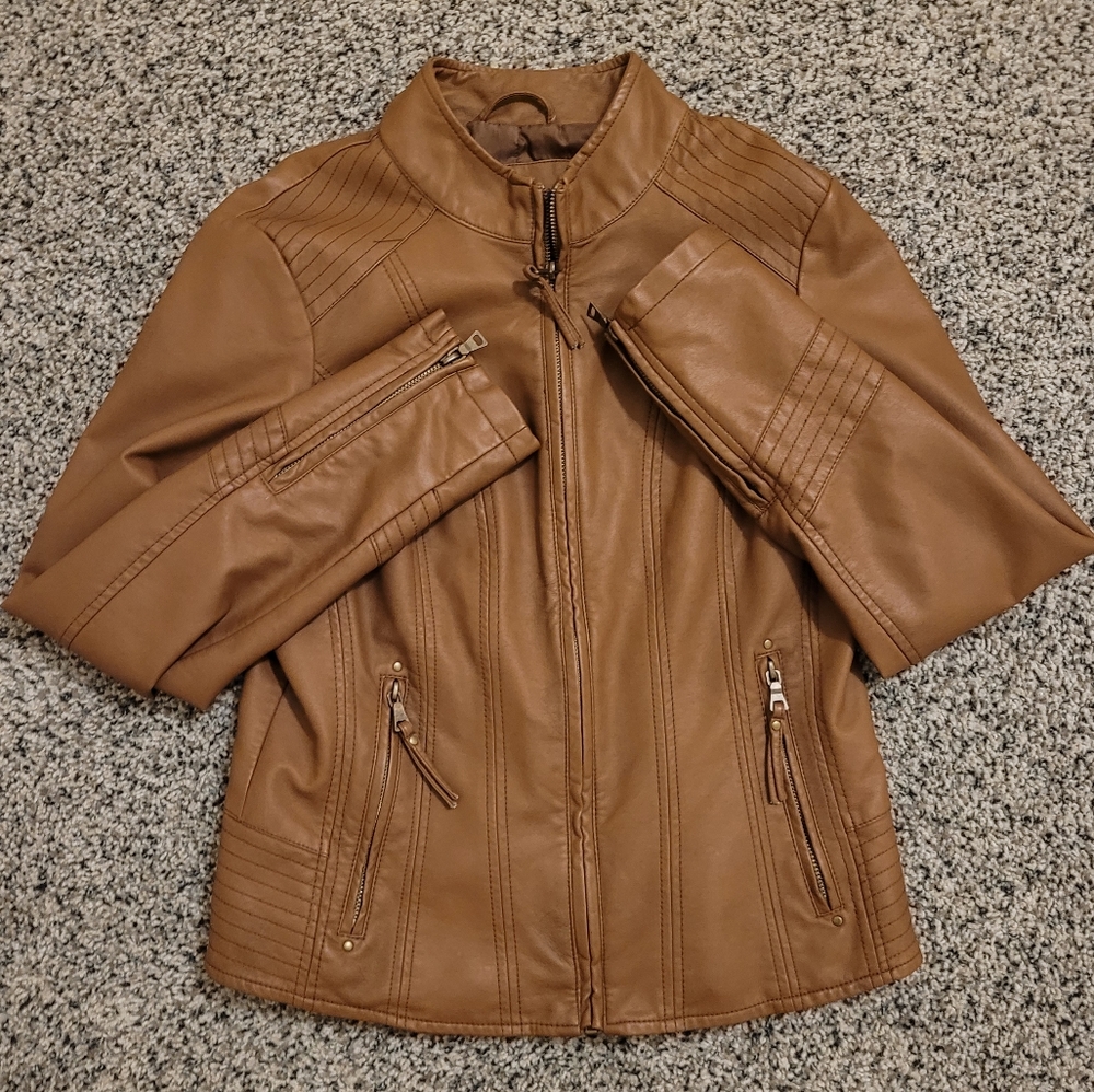 Kaari Blue Faux Leather Jacket